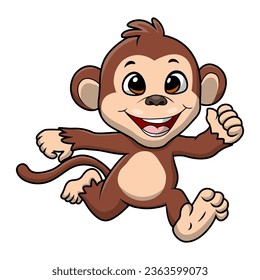 Cute little monkey cartoon on white background