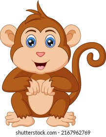 Cute little monkey cartoon sitting