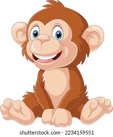 Cute little monkey cartoon sitting