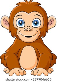 Cute little monkey cartoon sitting