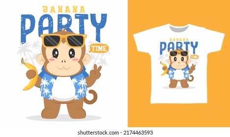 Cute little monkey cartoon tshirt art designs