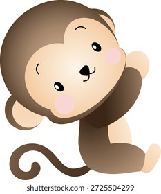 Ilustração de vetor de caracteres de macaco bonito