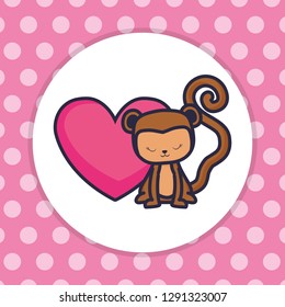 cute and little monkey with heart