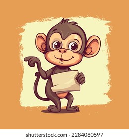 cute little monkey holding a letter in his hands