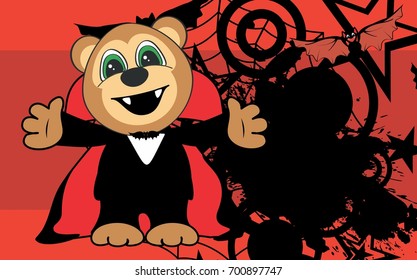 cute little monkey hug dracula costume halloween backgorund in vector format 