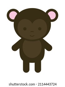 cute little monkey icon flat