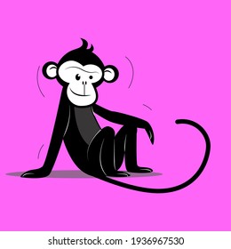 Cute little monkey icon symbol logo vector illustration.