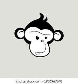 Cute little monkey icon symbol logo vector illustration.