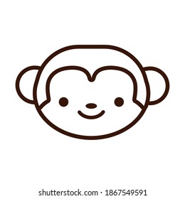 cute little monkey kawaii animal line style vector illustration design