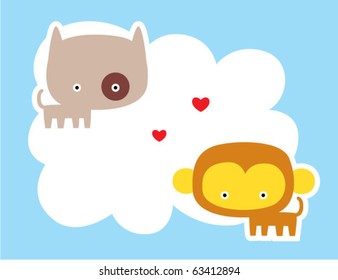 cute little monkey kitten couple
