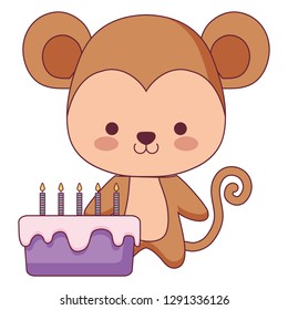 cute and little monkey with sweet cake