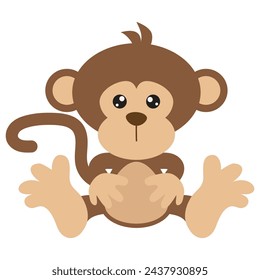 Cute little monkey vector cartoon illustration