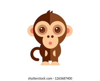 Cute little monkey vector on the White Blackground