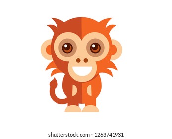Cute little monkey vector on the White Blackground
