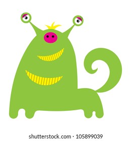 Cute little monster or alien is isolated on a white background. Vector illustration.