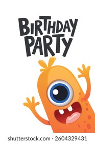 Cute little monster birthday with. Vector illustration for greeting cards, banners, posters, flyers.