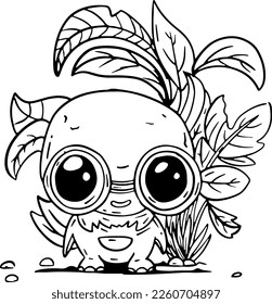 Cute Little Monster Outline Illustration