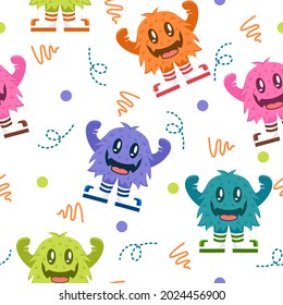 Cute little monster pattern illustration