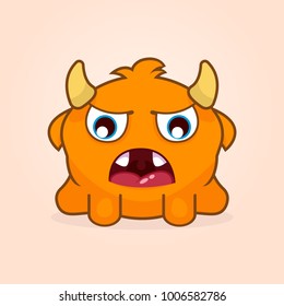 Cute little monster vector illustration. Sad monster emotion