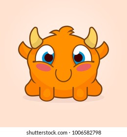Cute little monster vector illustration. Happy monster emotion