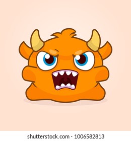 Cute little monster vector illustration. Angry monster emotion