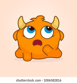 Cute little monster vector illustration. Bored monster emotion