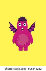 Cute little monster with wide opened eyes and mouth
Vector illustration