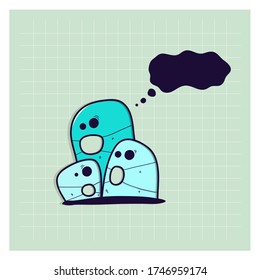 cute little monsters with face masks vector illustration.