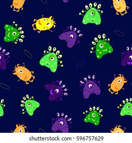 Cute little monsters seamless pattern Vector Illustration