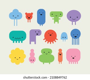 Pequeños monstruitos. Ilustración vectorial.