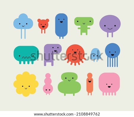 Cute little monsters set. Vector illustration.