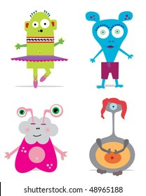 cute little monsters. vector illustration