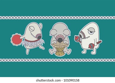 cute little monsters-musicians