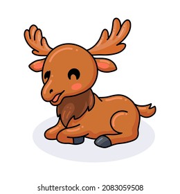 Cute little moose cartoon lying down