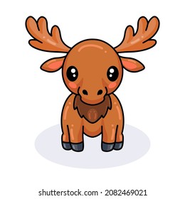 Cute little moose cartoon posing