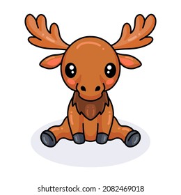 Cute little moose cartoon sitting