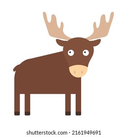 Cute little moose isolated. Cartoon animal character for kids cards, baby shower, invitation, poster, t-shirt, house decor. Vector stock illustration.