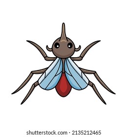 Cute little mosquito cartoon posing