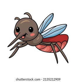 Cute little mosquito cartoon posing