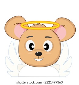 A cute little mouse in an angel costume with a halo and wings
