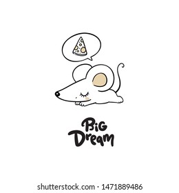 Cute little mouse/ big dreams card/ new year 2020 collection