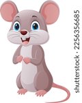 Cute little mouse cartoon on white background