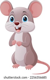 Cute little mouse cartoon on white background