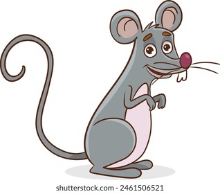 Cute little mouse cartoon on white background