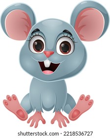 Cute little mouse cartoon sitting