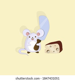 cute little mouse with cheese
