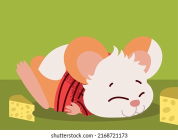 cute little mouse with cheese