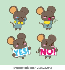 cute little mouse drawing cartoon, mouse sticker