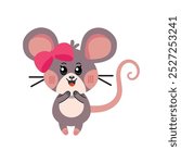 cute little mouse girl cartoon isolated