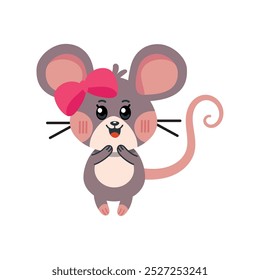 cute little mouse girl cartoon isolated